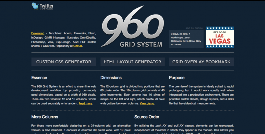 The website of the 960gs grid system that is used in osCommerce 2.3.1