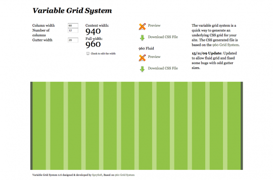 online css generator for the 960gs grid system