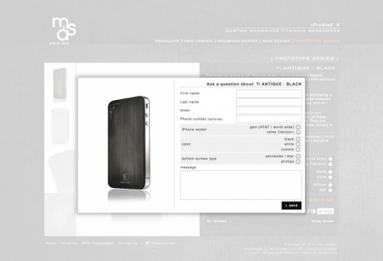 Ask a question contact form within the osCommerce product info page